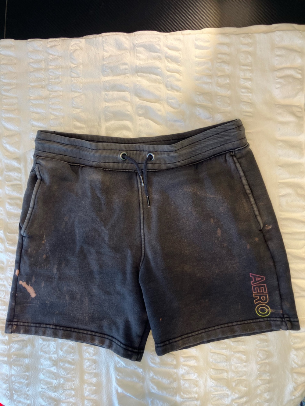 Aeropostale Black Washed Athletic Shorts with Multicolor Logo